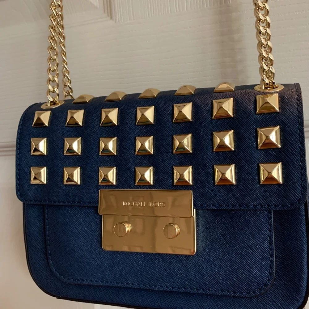 Michael Kors Navy Blue SmallLeather Stud Handbag